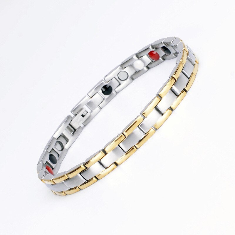 Energieheilungsarmband aus titanstahl, magnettherapie-Armbinde aus Germanium für damen und herren: Gold silber