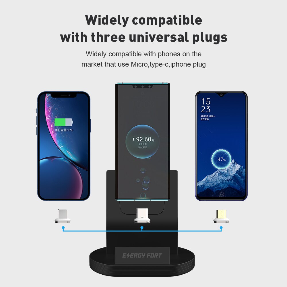 Cargador de teléfono magnético para iPhone 12, Huawei Dock Station, Samsung, Xiaomi, Oneplus, tipo C