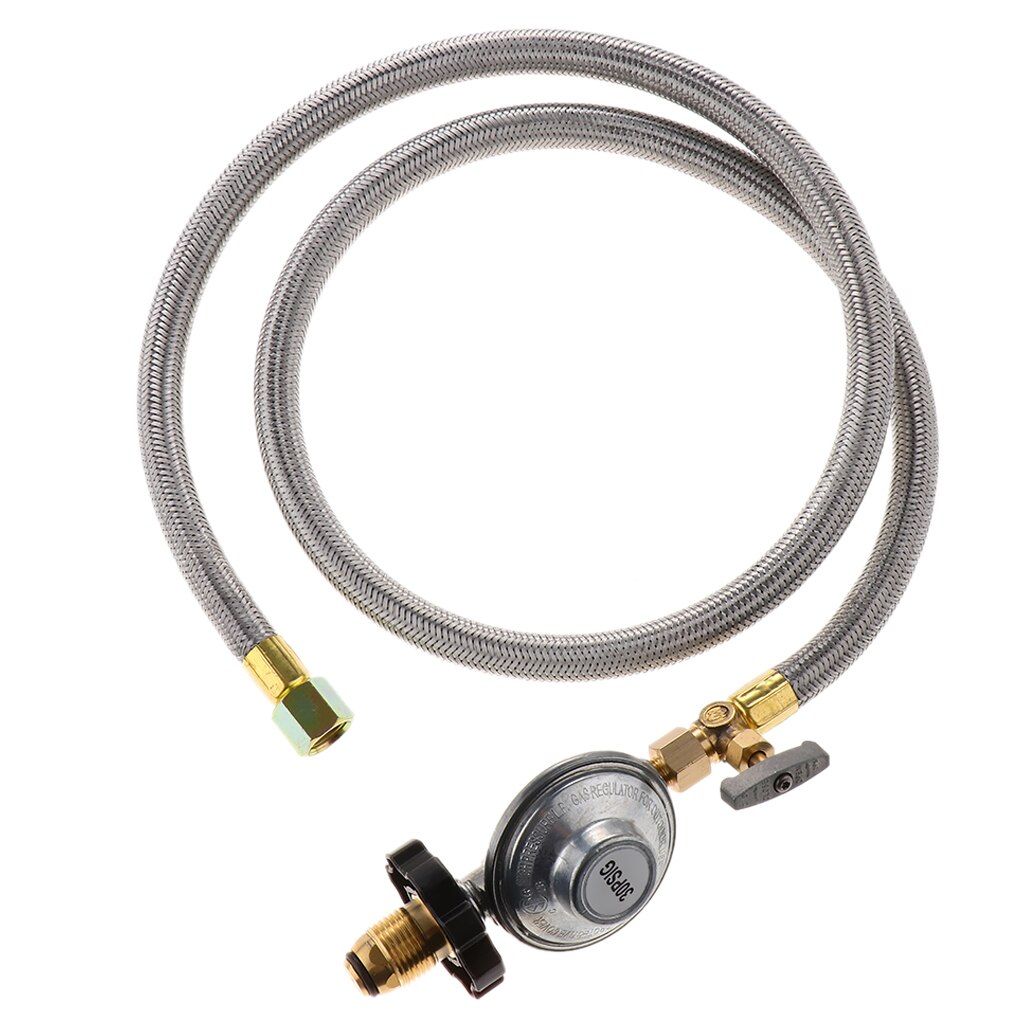 Universal QCC1 Pressure Relief Valve Adjustable Propane Regulator with Hose for Grill Burner Turkey Fryer Cooker