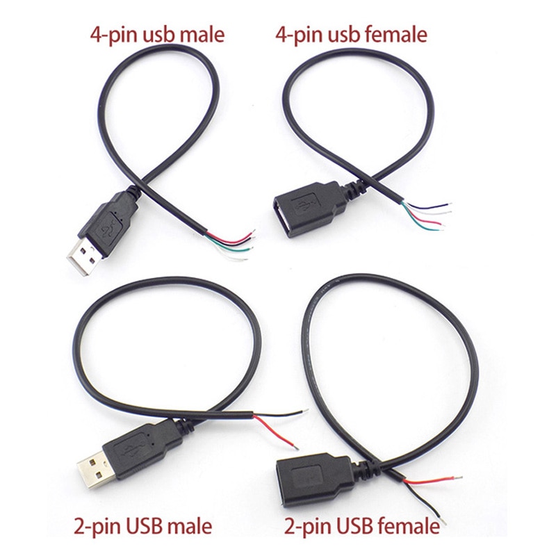 Connecteur Micro USB 2.0 Type C, 5 Types de fils, alimentation électrique, câble d&#39;extension, chargeur mâle vers femelle, ligne de données à 2 broches et 4 broches