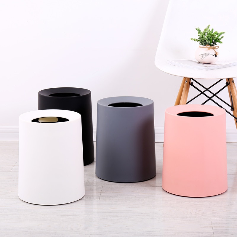 Style nord-européen en plastique mat poubelle bureau salon cuisine salle de bain Double couche poubelle poubelles sans couvercle