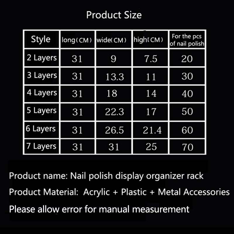5/6/7 Lagen Acryl Nagellak Display Organisator Plank Clear Cosmetische Display Rack Holder Frame Sieraden Stand Opbergdoos