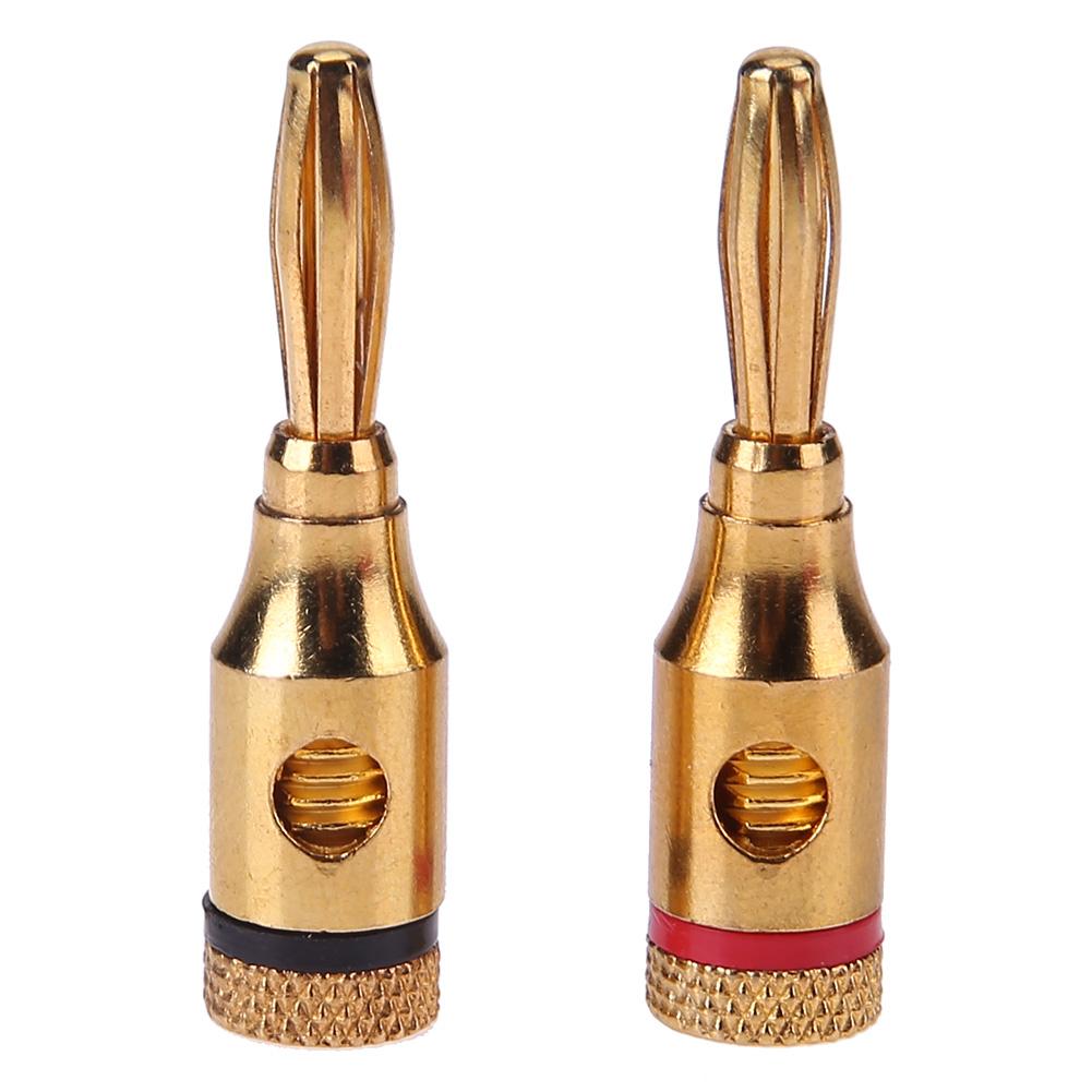 2 stücke Gold-überzogene Banane Stecker Musical Audio- Lautsprecher Kabel Draht DIY Stecker