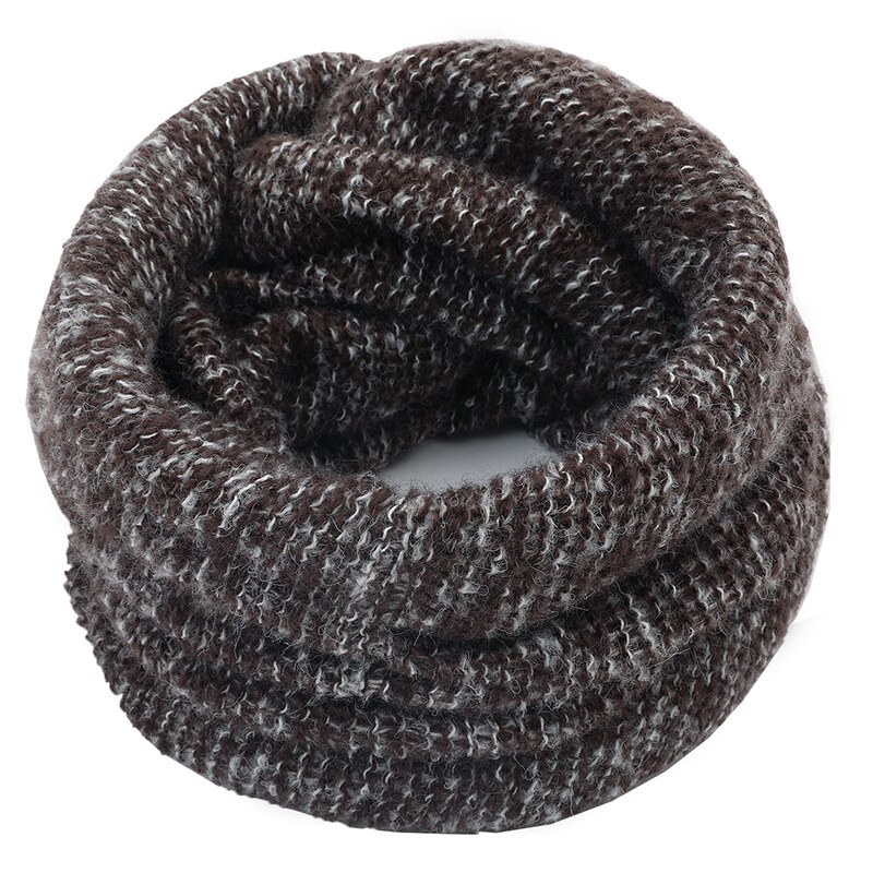 Women Men Knitted Snood Scarf Infinity Scarves Autumn Winter Warm Comfortable 2 Circle Ring Scarf Luxury Brand Neck Scarves: Coffee