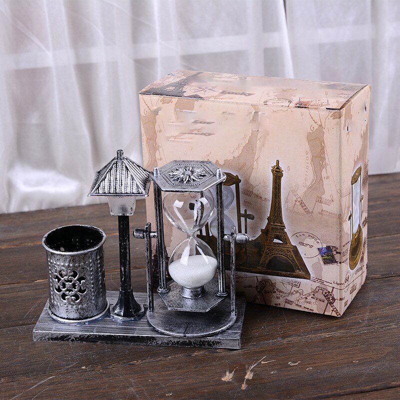 Sandglas ornamen antik kviksand gade lampe pen holder studerende hvid timeglas dobbelt farve natlys