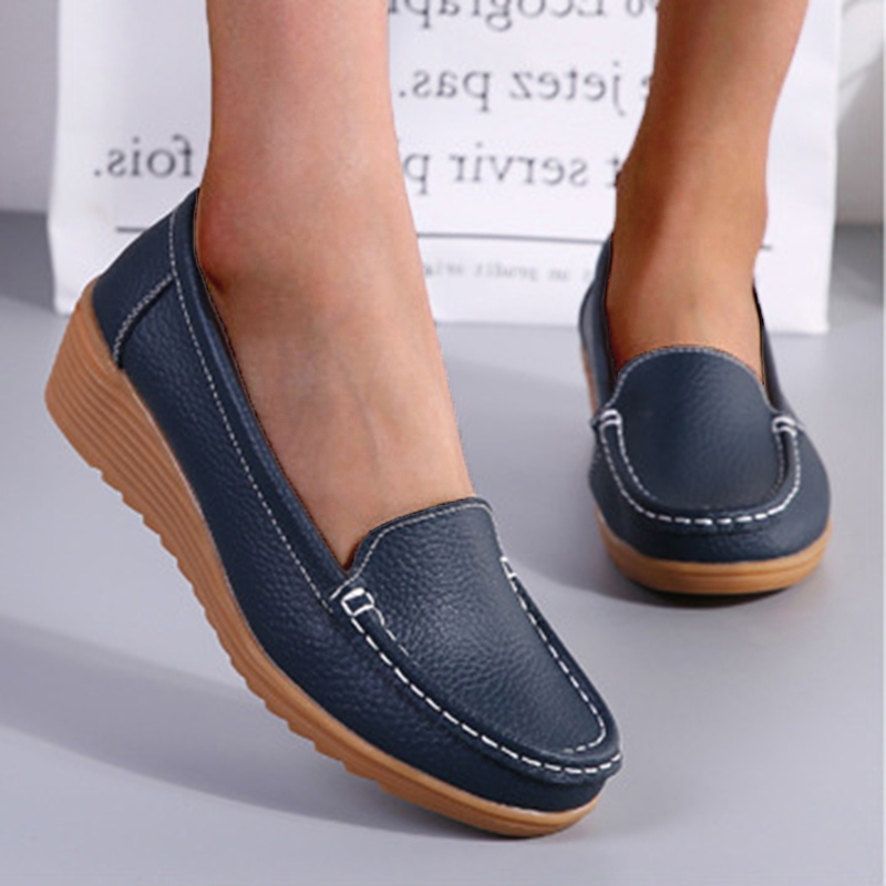 Scarpe basse da donna con zeppa in vera pelle da passeggio scarpe da infermiera donna slip on mocassini da donna scarpe a piedi nudi mocassini scarpe da donna