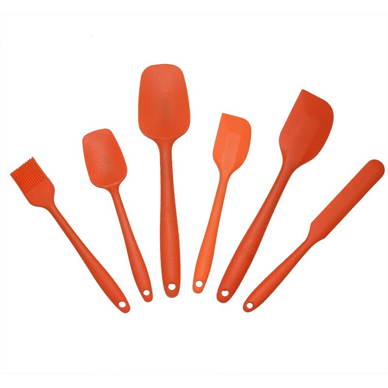 6PCS Kitchen Tools Silicone Kitchen Set Silicone Scraper Oil Brush Set Baking Utensils Color Box Kitchen Gadgets Cooking Tools: Red