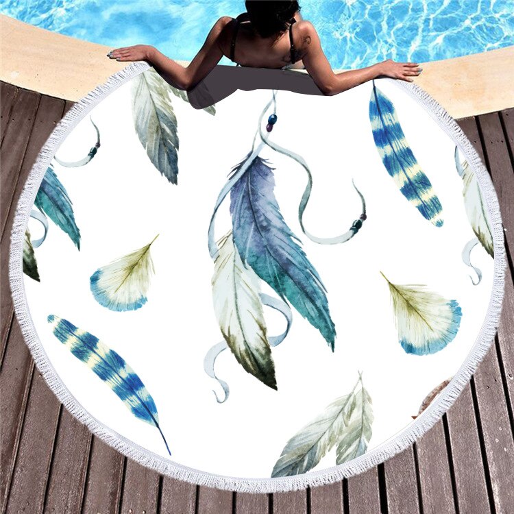 Microfiber Beach Towel 150cm Round With Tassel Bath Towel: 1