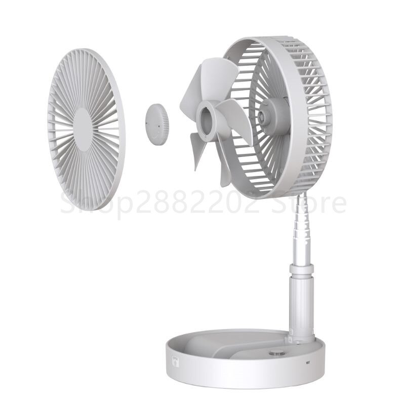 7200mAh Folding Telescopic Floor Desk Fan Remote Control Timing Air Cooler 4 Speed Rechargeable USB Fan for Home Outdoor