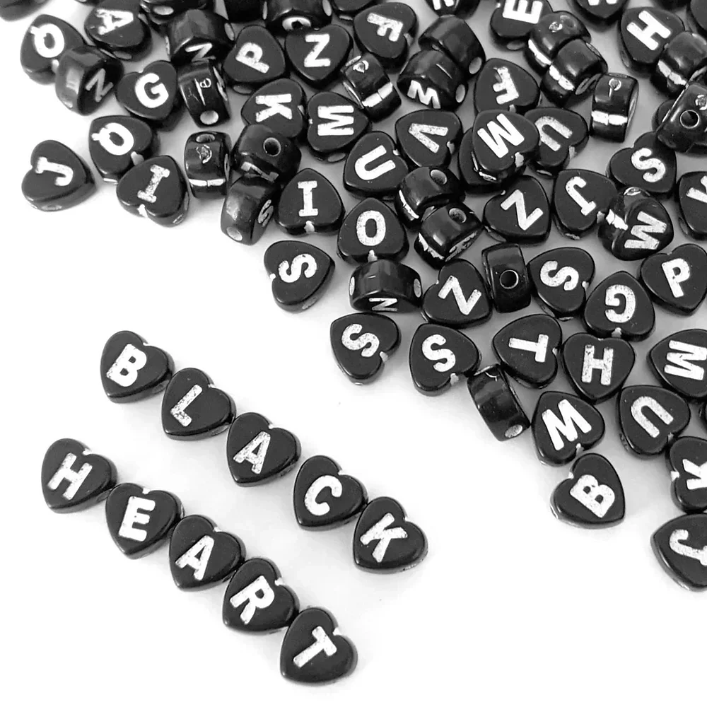 100/200/300/500 Uds. Cuentas acrílicas con forma de corazón y letras, cuentas espaciadoras del alfabeto para fabricación de joyería, collar de pulsera DIY hecho a mano: Chocolate / 3 mm