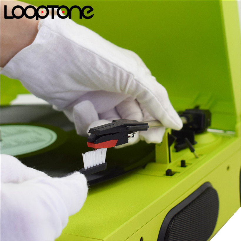 LoopTone LP/CD Velvet Brush Stylus Cleaner Vinyl Record Cleaning Brush Accessories for Turntable Players Black