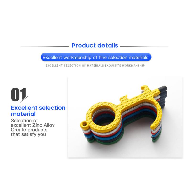 1Pc Anti Touch Door Opener Tool electroplating Multifunctional No Touch Door Opener Hand Tool Serves As Bottle Opener 8.5x4.7cm