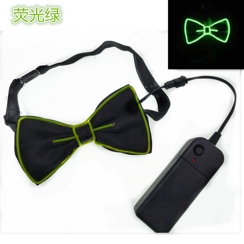 Cravate pour hommes en fil de fer | Nœud papillon lumineux clignotant pour fête en Club mariage: Fluorescent Green