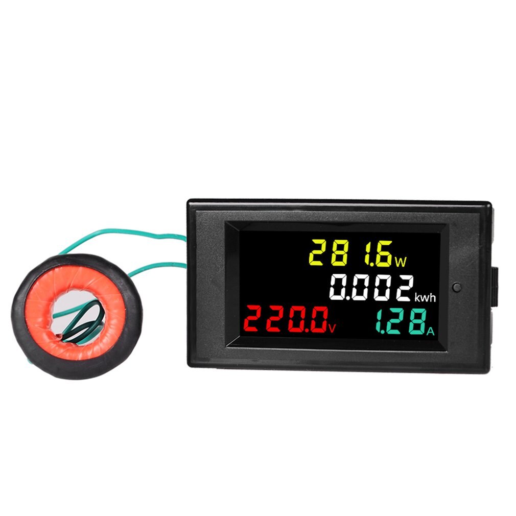 Color LCD Display Panel Meter Energy Watt Meter With Voltmeter Ammeter Power Meter AC Multimeter 220V 380V 100A