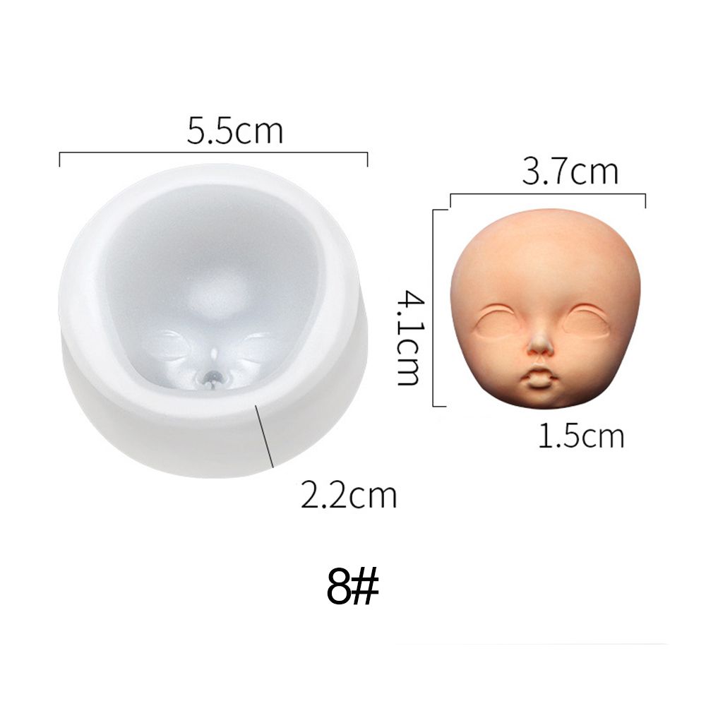 3D Baby Face Silicone Molds Q Version Clay Head Sculpey Doll Modification Accessories DIY Proportional Face Making Tools: 8