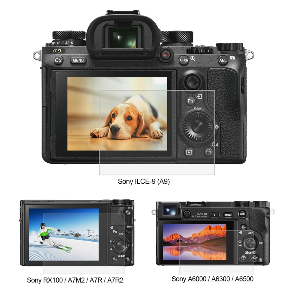 Puluz 9h herdet glass lcd-skjermbeskytterfilm egnet til sony ilce -9 a9 a6000/a6300 rx100/a7 m 2/a7r/a7 r 2 kameraskjerm