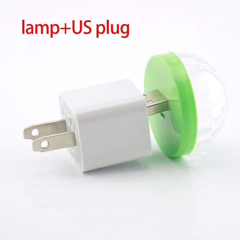 5V USB LED Mini escenario Disco DJ luz teléfono móvil en coche Navidad Año iluminación Auto rotación bola de lámpara de bombilla RGB: lamp and US plug