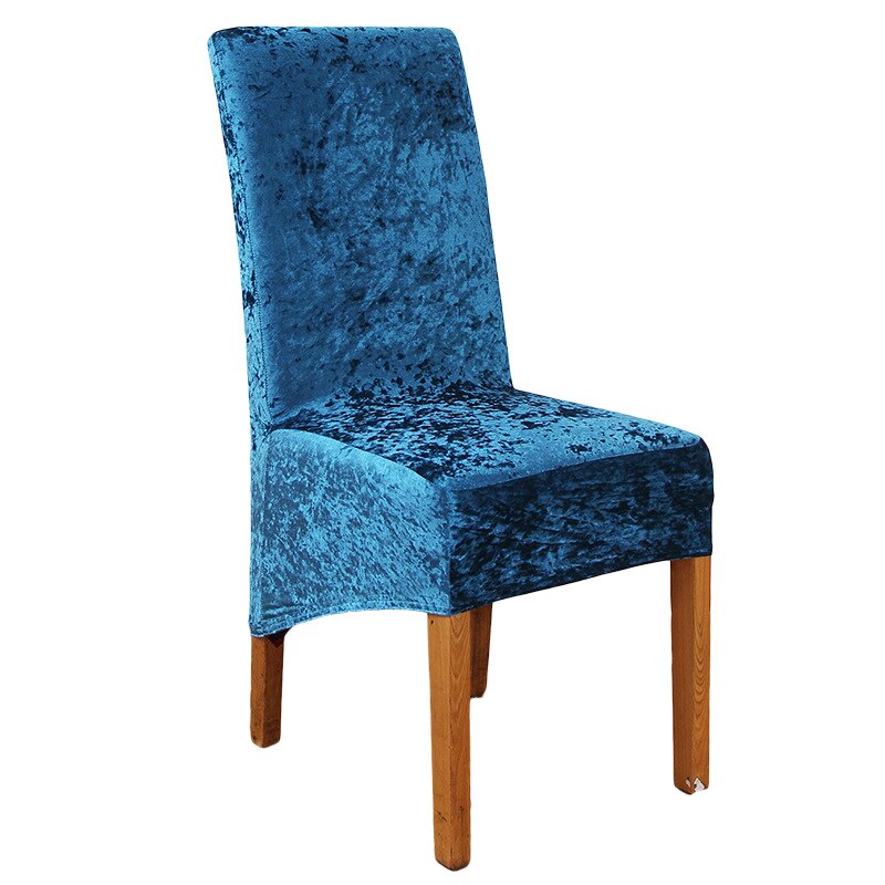 Moderne guld diamant fløjl stol betræk ensfarvet stræk aftagelig stol beskytter slipcover til hotel banket bryllup: Blå