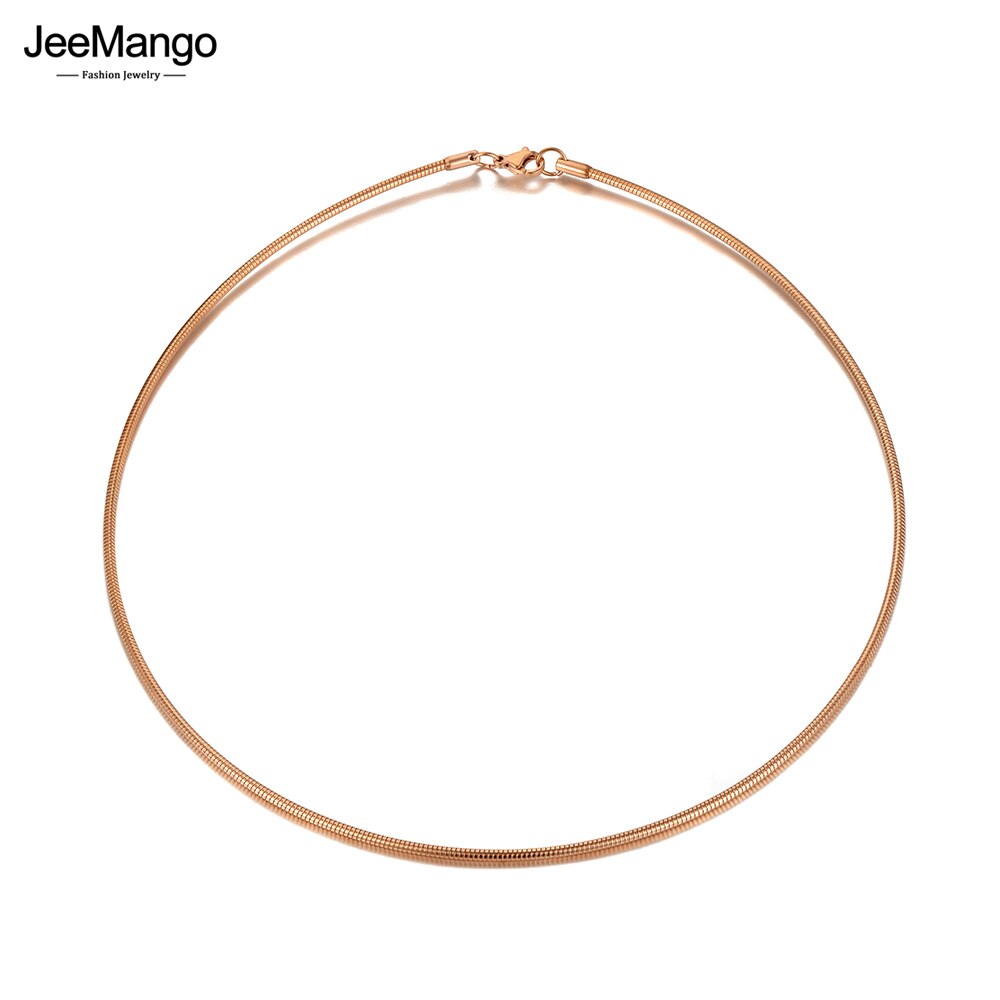 Jeemango simple bohemian rose gold pendant torques for women girls trendy titanium stainless steel office necklace  jn20177
