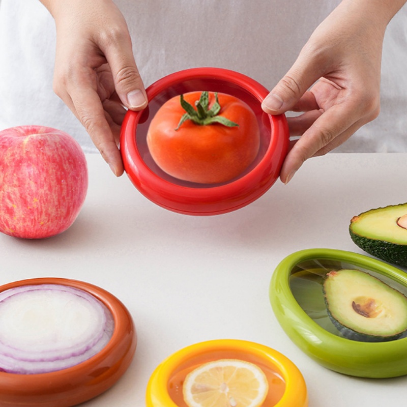 1 Stück/4 Stück Silikon-Frischhaltebox für Obst und Gemüse, Lebensmittelaufbewahrungsbehälter-einstellen, tragbar, stapelbar und auslaufsicher, halten
