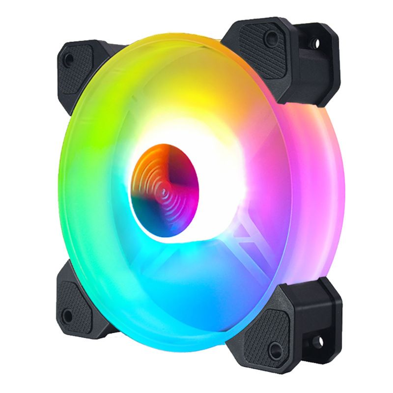 Ventilador de refrigeración de PC LED de escritorio, 12cm, RGB, Control remoto del ventilador del chasis
