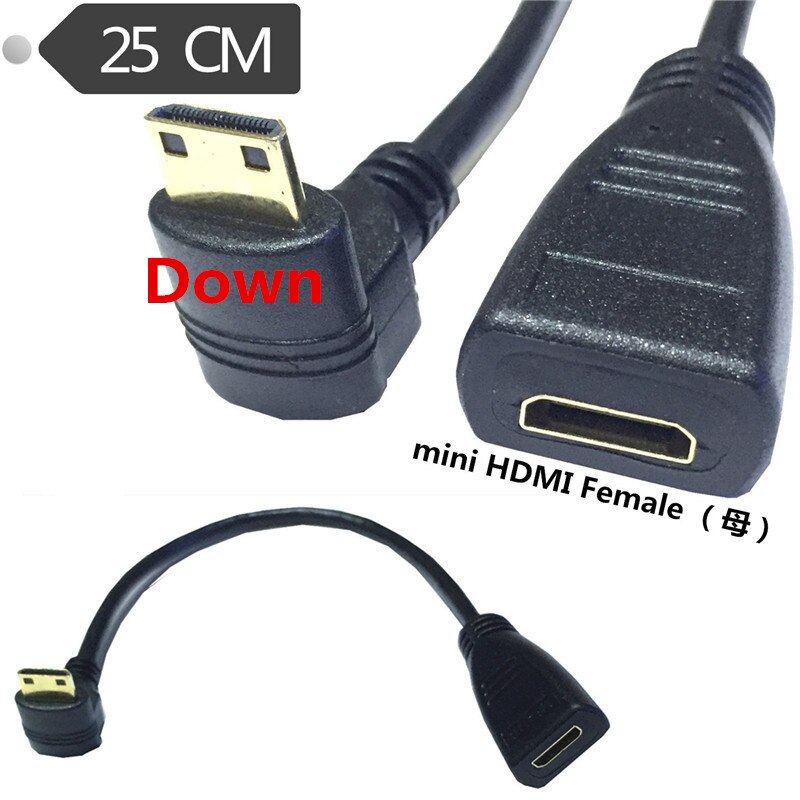 HDMI 1.4 Mini HDMI Female to Mini HDMI Male UP Down Left Right Angled Extension AV Cable 1080p 0.25m: Down