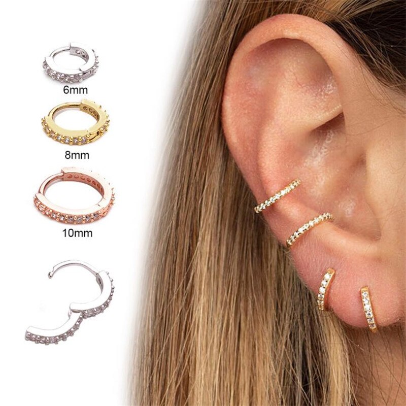 Krystal øreringe til kvinder brusk øre tragus helix piercing guldbelægning zirkon bøjle ørering smykke