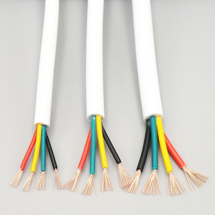 Hvit ledning myk kappe kabel 4 kjerne 0.12,0.2, 0.3 mm² 27,24,22 awgeekstruderende produksjonssignalkontrollledning oksygenfri kobber 5m