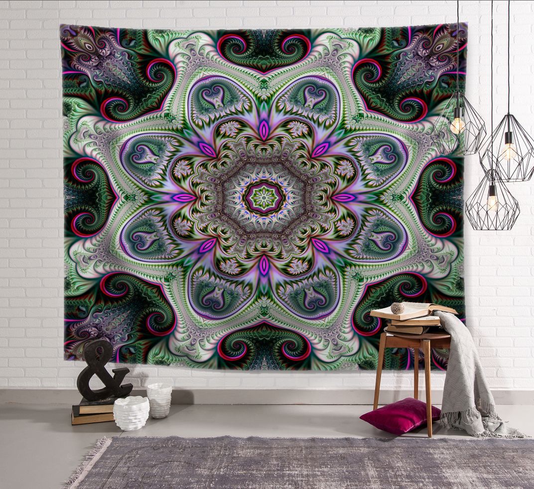 Indisk mandala gobelin væghængende soveværelse indretning sengetæppe strand tæppe tæppe camping telt rejse boligindretning gobeliner: 95 x 73cm / E