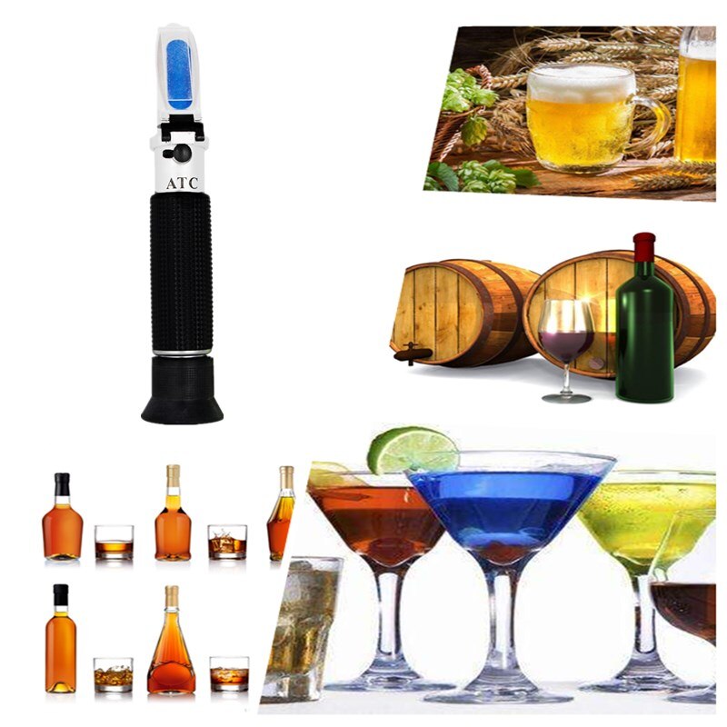 Handheld alcohol tester refractometer (0-80%) oenometer monitor detector of liquor meter with ATC