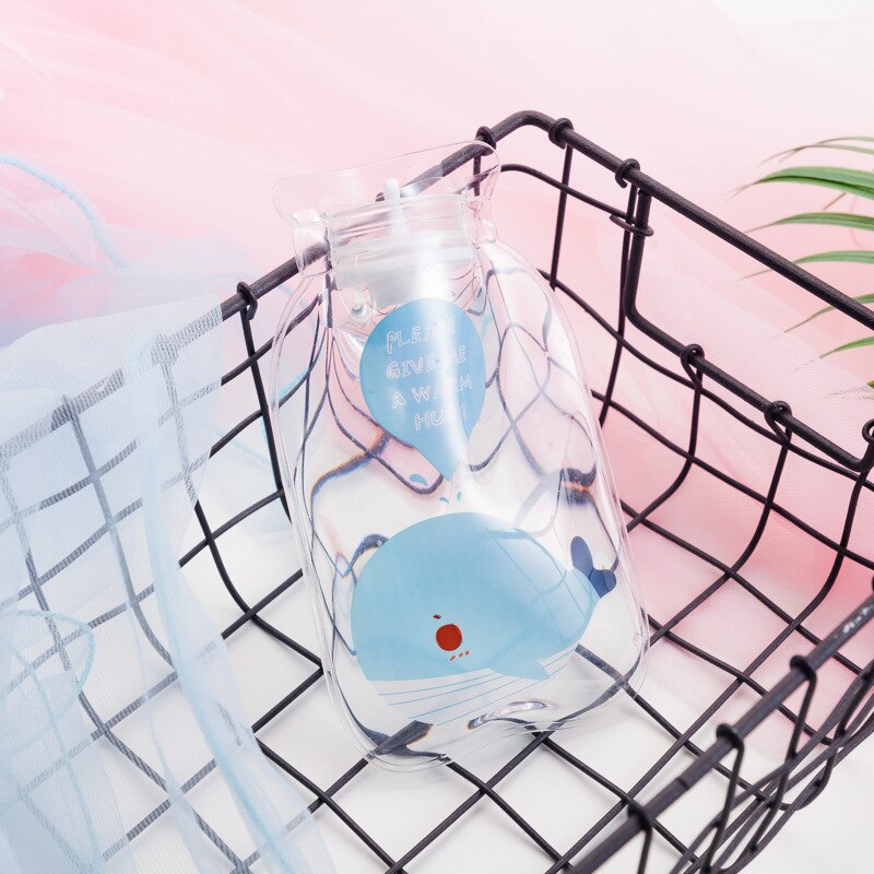 Kreskówka druk kolorowy przezroczysta poduszka elektryczna torba robić wtrysku gorącej wody butelka gorącej wody ciepły dom przenośne nawadnianie Han: Whale