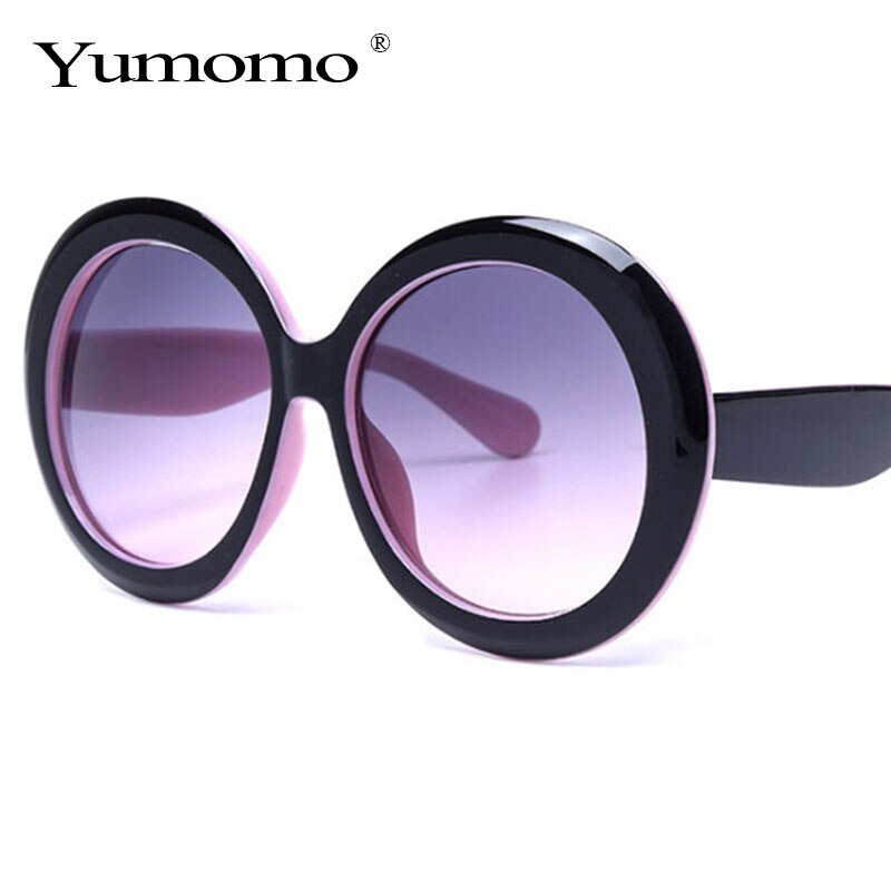 YUMOMO Vintage Big Oversized Round Sunglasses for Women Black Green Frame Eyewear Retro Sun Glasses Female Shades UV400