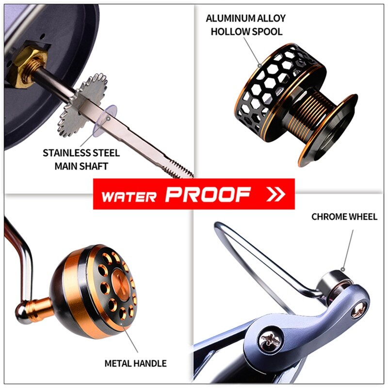 Compact Water Wheel Fish Wheel, DR Full Metal Cup Fishing Wheel, 5.2:1 High Speed Ratio Kastking Spinning Reel