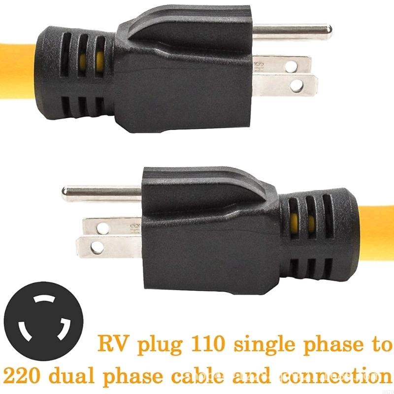 367D 3 Prong Plug To Plug Double Male Extension Cord 12AWG 125V NEMA 5-15P To 5-15P Cord Adapter Transfer Switch Cable
