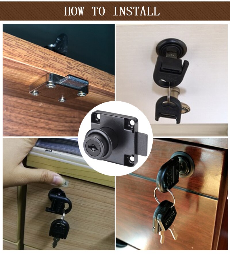 Myhomera Drawer Locks with 2 Keys Cabinet Lock Rolled Steel Mailbox Office Desk Letter Box Furniture Hardware Cam Locks DIY