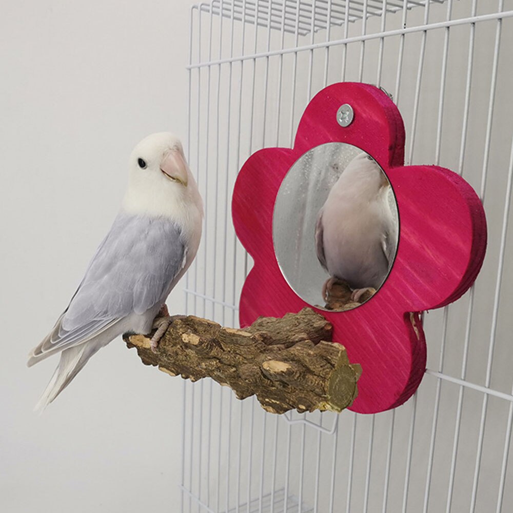 1Pcs Papegaai Speelgoed Papegaai Peper Houten Spiegel Houten Huisdier Speelgoed Papegaai Speciale Spiegel Klimmen Speelgoed Huisdier Vogel Speelgoed