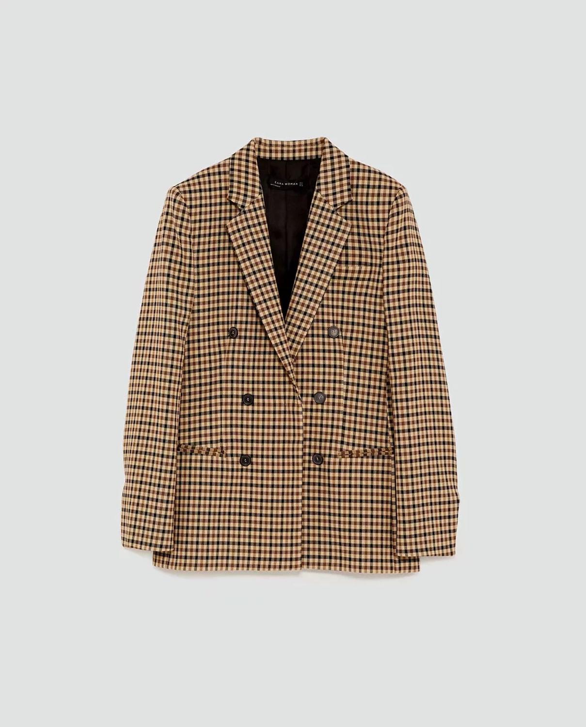 Herfst dames pak geruite jas casual vintage chique jas vrouwelijke za stijl blazer dubbelrijs bovenkleding dames