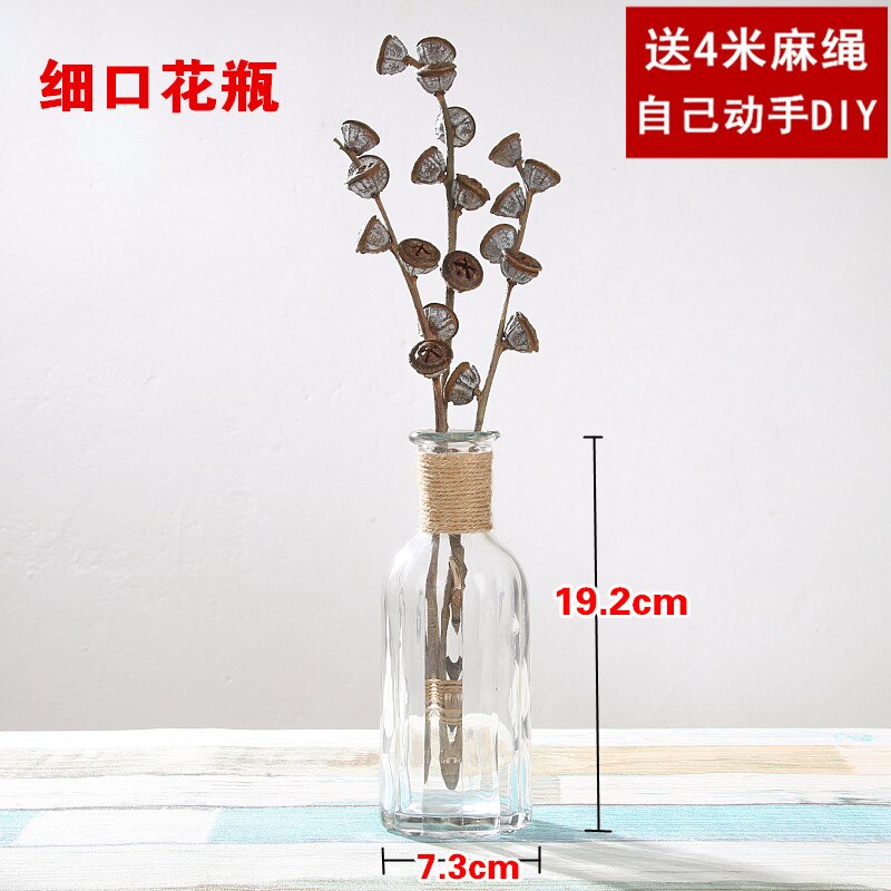 Jarrón de vidrio transparente , florero moderno minimalista hidropónico nórdico, adornos para el hogar, florero de flores secas: B- no flowers