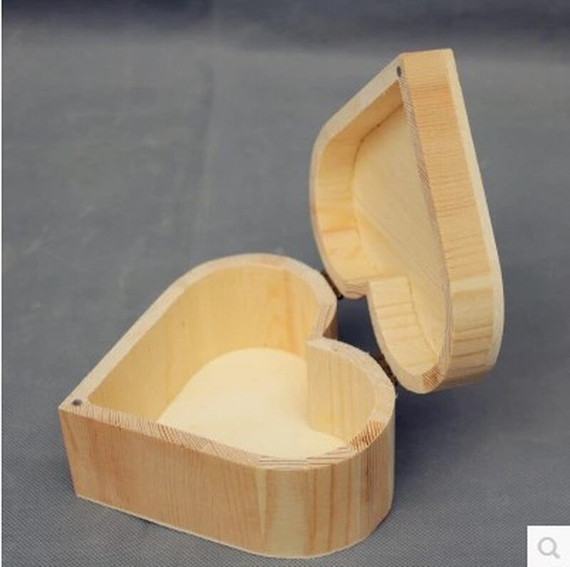 Heart Shape Wood Box Storage Boxes Jewelry Box Wedding Home Storage Bin Earrings Ring Box