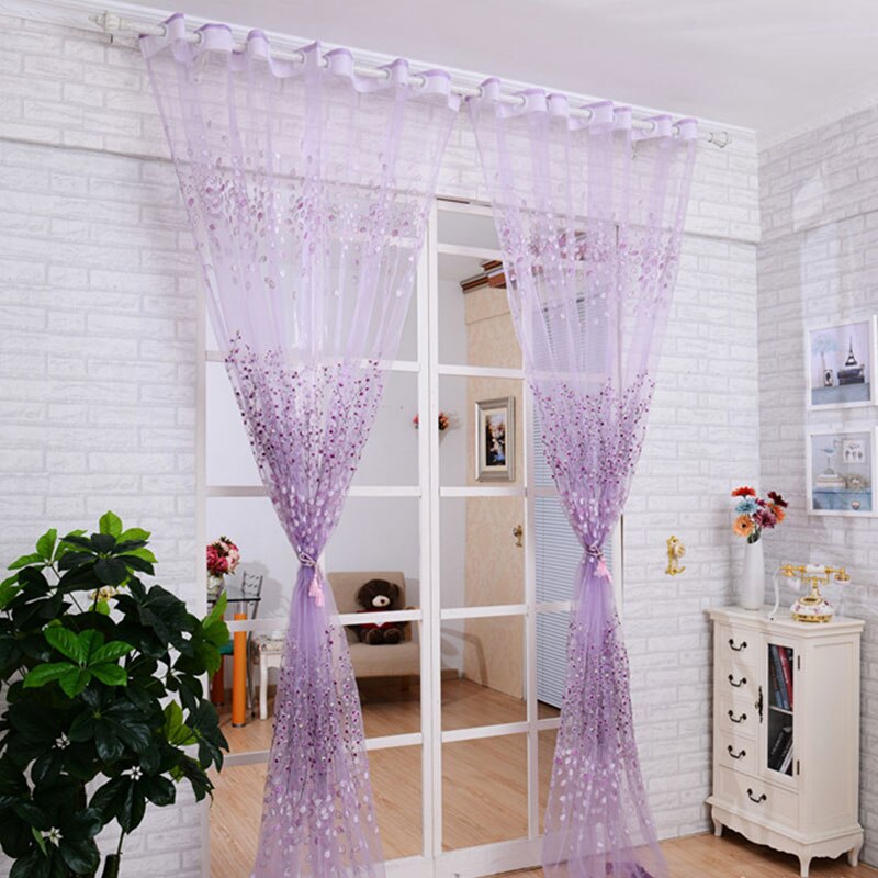 Cortinas para sala de estar, gasa, tul para cocina, ventanas, flores de ciruela, hilo, color rosa
