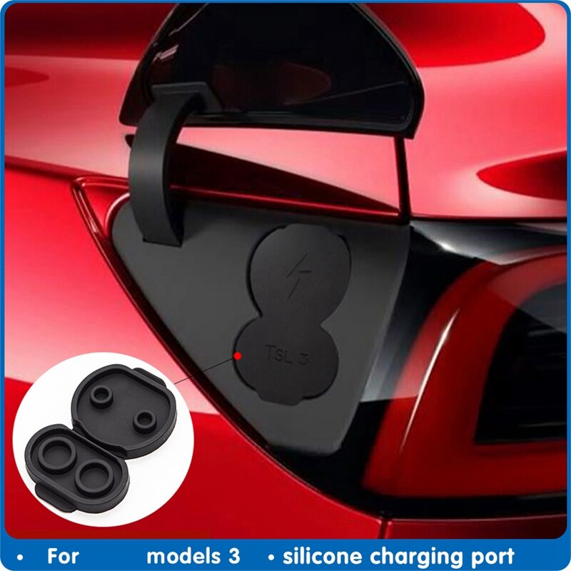 Silicone Charging Port Waterproof Dustproof Protective Cover for Tesla Model 3 Model Y-Eur Version