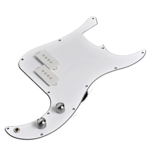 Bass Loaded Pickguard Prewired For PB Precision Bass P-Bass w/ 2 Pickups 1 Jack 2 Potentiometer Guitar Parts Replacement 3 Ply: White-White Pickup