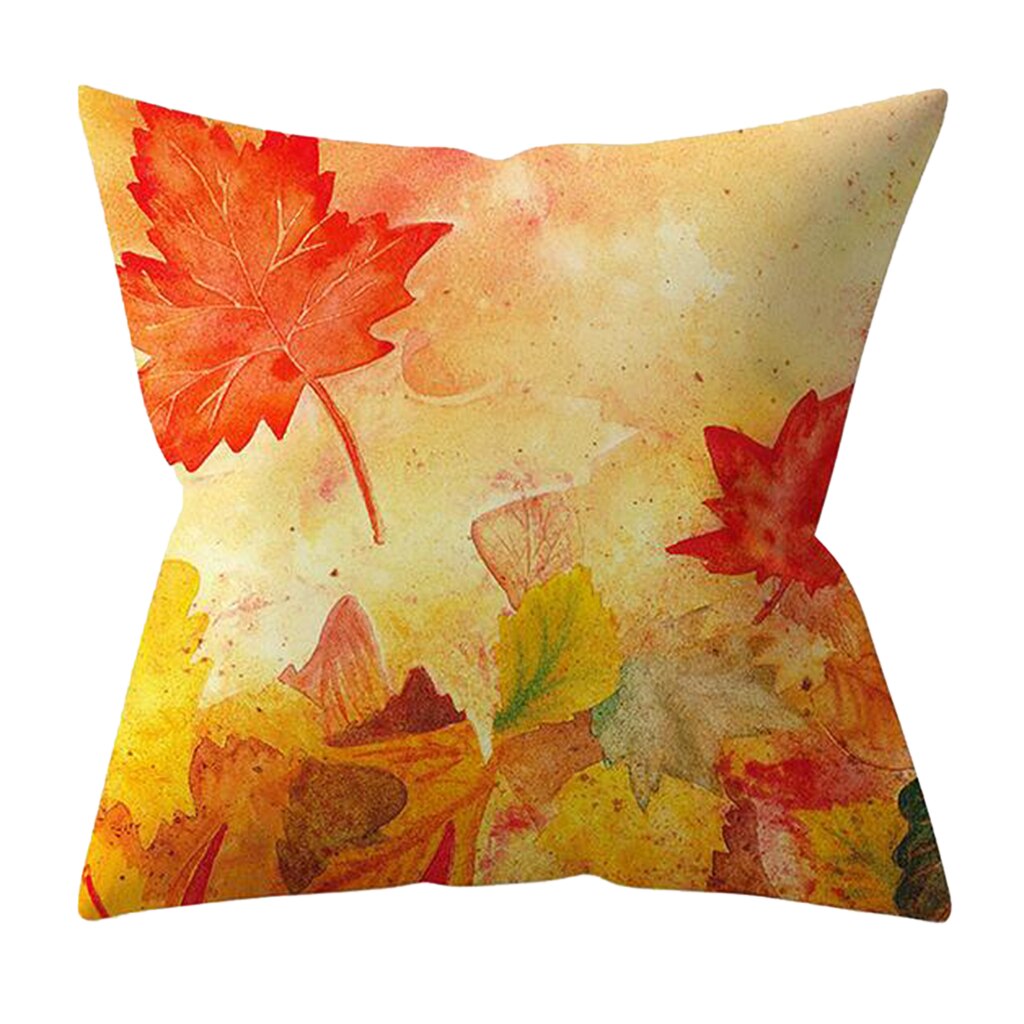 Maple Leaf Patroon Fluwelen Kleurrijke Gooi Sofa Kussen Kussensloop-Style04, 45x45cm