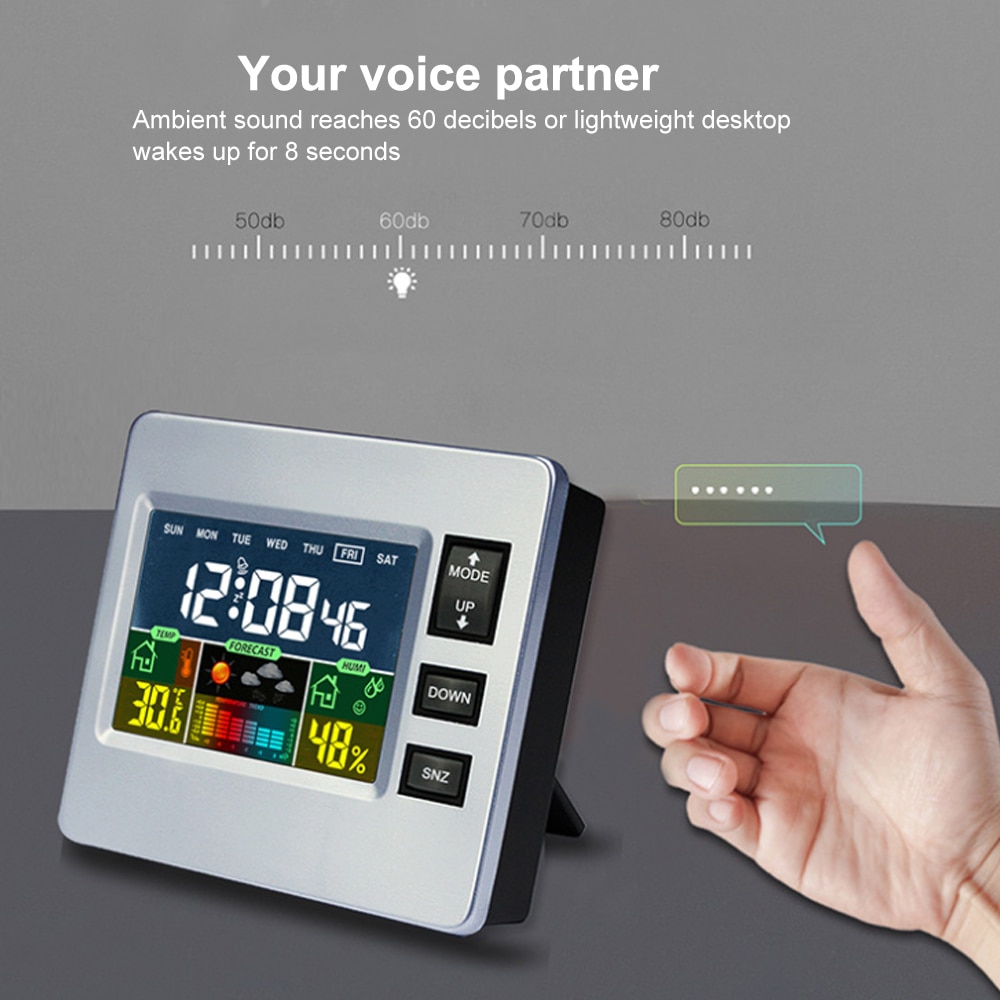 LCD Indoor Digital Thermometer Hygrometer Alarm Clock Calendar Weather Station Desk Clock Temperature Humidity Meter Clock
