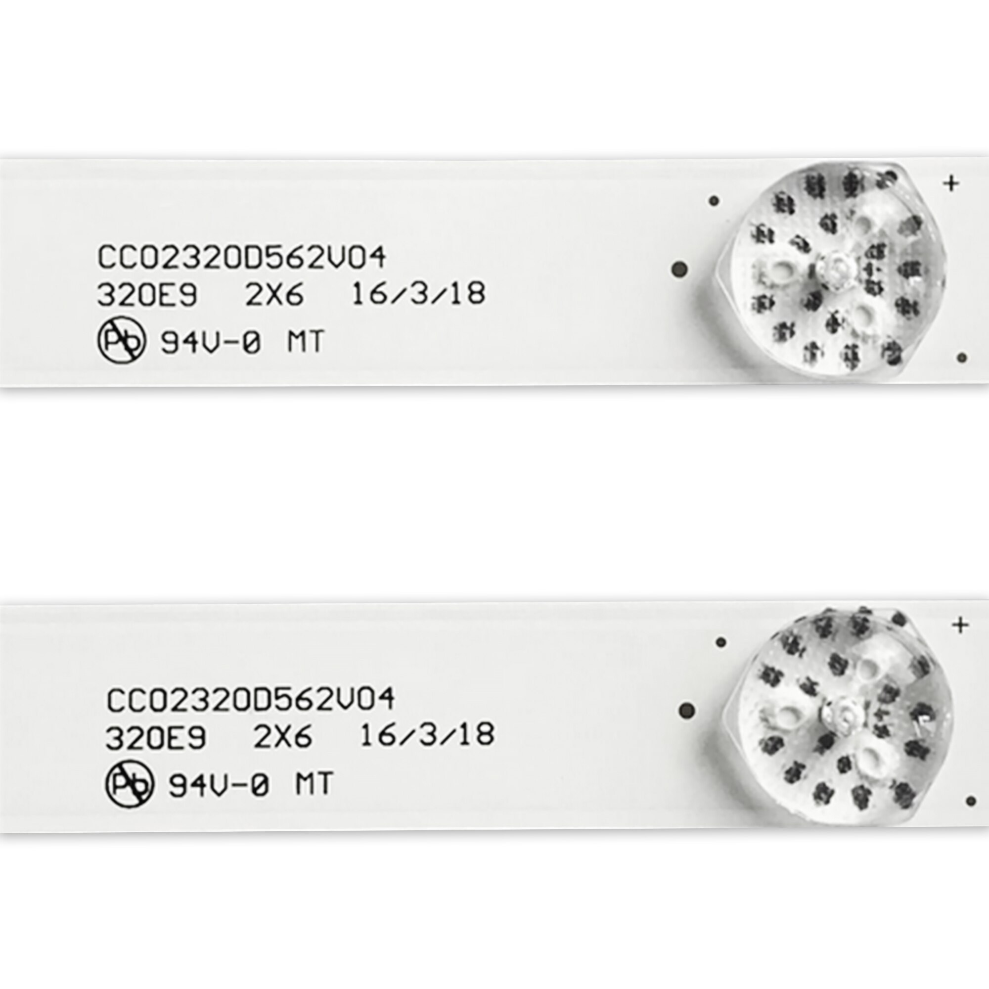 Tv led backlight strip  cc02320 d 562 v 08 320l(320 e 9) 2 x 6 6s 1p 1210 bands ruler  cc02320 d 562 v 04 32 e 9 2x 6 16/3/18 560mm alley bands