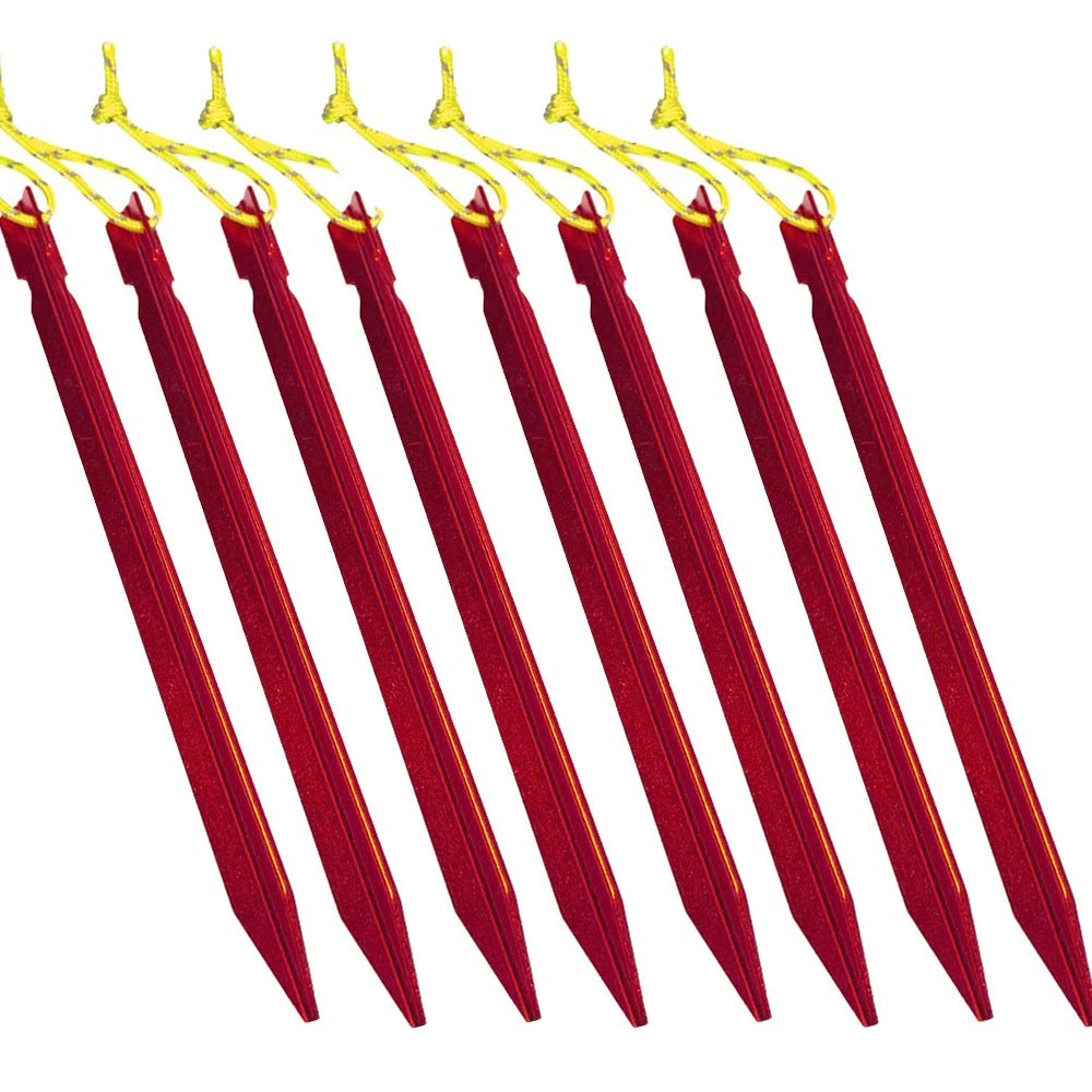 Tent Pegs 18cm Aluminum Tent Stake with Rope Outdoor Tent Nail Peg Tent Accessories Equipment: Orange