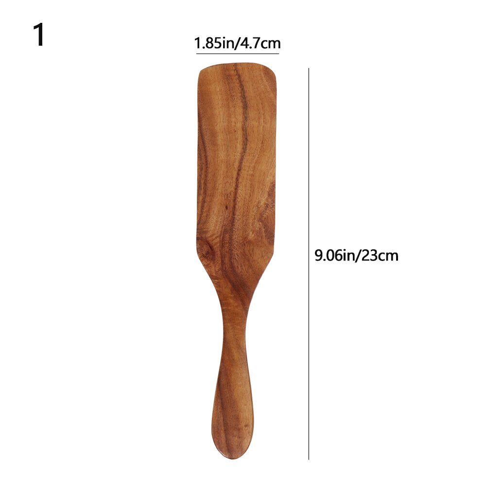 Kitchen Wooden Cooking Utensils Non Stick Natural Microphyll Acacia Wood Cookware Slotted Spurtle Spatula For Stirring Tools: 1