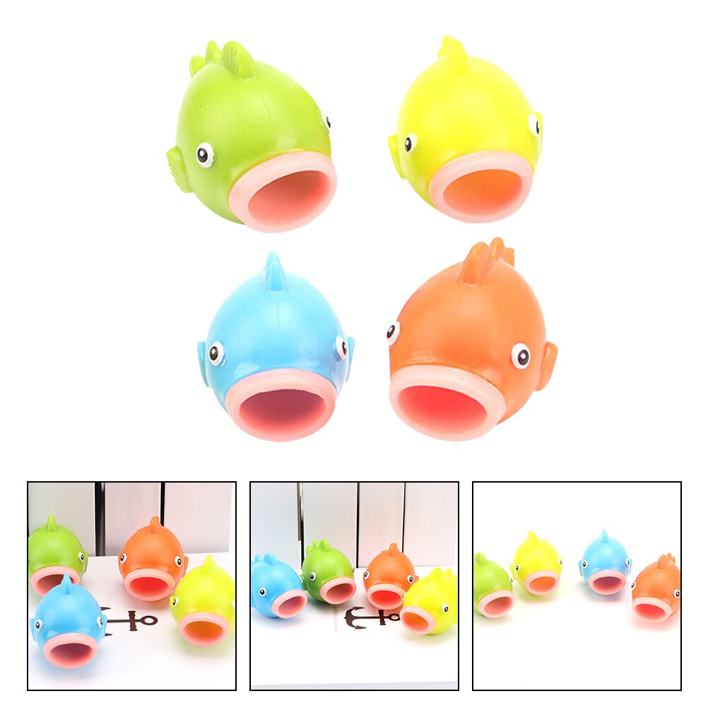 4Pcs Fish Tongue Squeezing Funny Pressure Relief Decompression Toys: Default Title