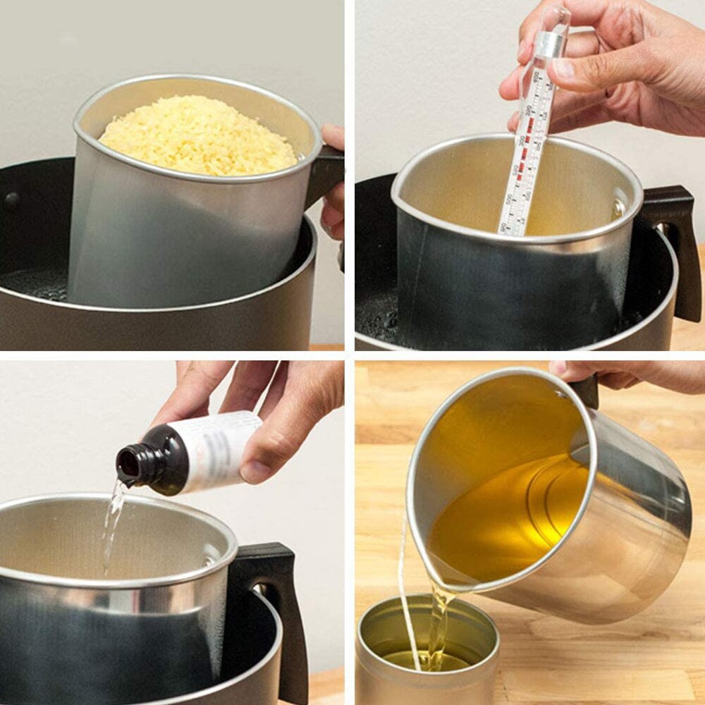 Vela de 1,2l para derretir cera, olla de aluminio para fundir jabón de vela de aromaterapia, herramienta de jabón hecha a mano antiadherente, utensilios de bricolaje fáciles de limpiar