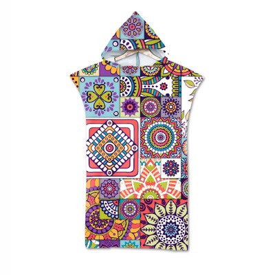 Toalla de playa con capucha de microfibra para adultos, Poncho de secado rápido con Mandala para piscina, Surf, toallas de baño, traje de baño cambiante, bata y capa: D Towel Poncho